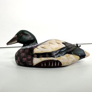 Wooden Carved Hand‎ Painted Mallard Duck Figure 4.5" Unmarked